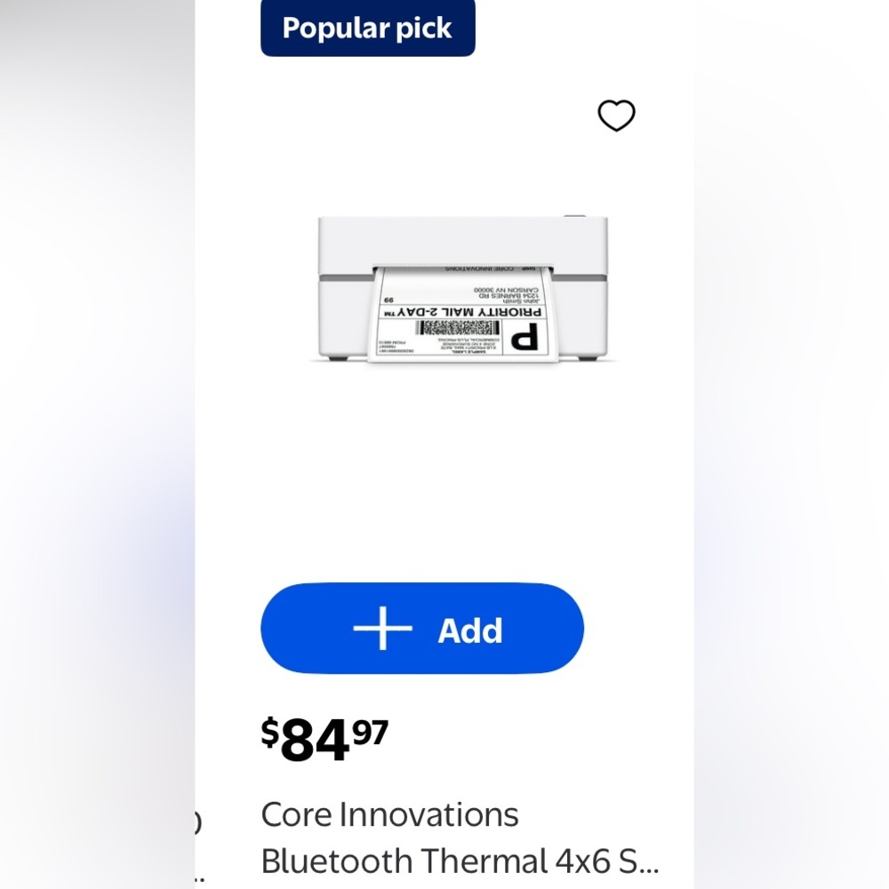 Core Innovations Bluetooth Thermal Printer and box of 4x6 sticker labels used 1x
